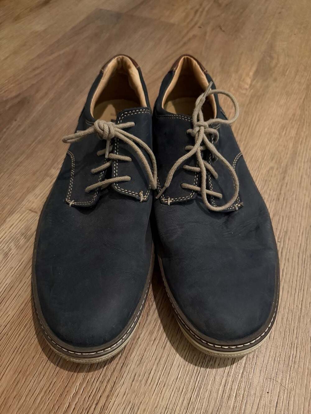 J&M Johnston & Murphy Sheepskin Navy Leather Casual Shoes Men's 12M